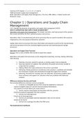 Summary Supply Chain Management (SCM) week 1 to 7. Chapter 1,2,3,4,4a,6,13 and 14
