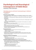 Articles Summary: Psychological and Neurological Consequences of Child Abuse 
