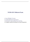 NURS 6531 Midterm Exam (2 Versions, 200 Q & A, 2020) / NURS 6531N Midterm Exam / NURS6531 Midterm Exam / NURS6531N Midterm Exam |Verified and 100% Correct Answers|