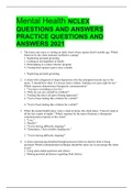 Mental Health NCLEX QUESTIONS AND ANSWERS PRACTICE QUESTIONS AND ANSWERS 2021 