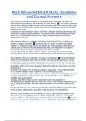 M&A Advanced Part II Study Questions and Correct Answers