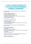 NURSING INFORMATICS FINAL EXAM QUESTIONS WITH CORRECT ANSWERS