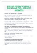 NURSING INFORMATICS FINAL EXAM QUESTIONS WITH CORRECT ANSWERS