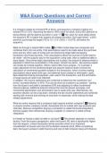M&A Exam Questions and Correct Answers