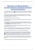 M&A Deals and Merger Models - Accretion&sol;Dilution Calculation Questions and Correct Answers