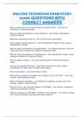 DIALYSIS TECHNICIAN EXAM STUDY GUIDE QUESTIONS WITH CORRECT ANSWERS