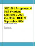 SJD1501 Assignment 4 &lpar;COMPLETE QUESTIONS & ANSWERS&rpar; Semester 2 2024 &lpar;553983&rpar; - DUE 26 September 2024 &semi;100 &percnt; TRUSTED workings&comma; Expert Solved&comma; Explanations and SolutionsASSESSMENT 4 - FORUM ASSIGNMENT