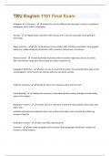 TRU English 1101 Final Exam &lpar;Questions & Answers&rpar; Rated 100&percnt; Correct&excl;&excl;