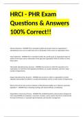HRCI - PHR Exam Questions & Answers 100&percnt; Correct&excl;&excl;