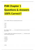 PHR Chapter 1 Questions & Answers 100&percnt; Correct&excl;&excl;