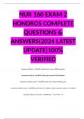 NUR 160 EXAM 2 HONDROS COMPLETE QUESTIONS & ANSWERS&lpar;2024 LATEST UPDATE&rpar;100&percnt; 