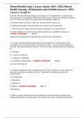 Mental Health Exam 2 Latest Update 2024 &sol; 2025&rpar; Mental Health Nursing &vert; 265Questions and Verified Answers &vert; 100&percnt; Correct &vert; Grade A&plus;