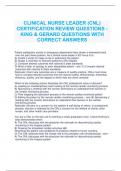 CLINICAL NURSE LEADER &lpar;CNL&rpar; CERTIFICATION REVIEW QUESTIONS - KING & GERARD QUESTIONS WITH CORRECT ANSWERS