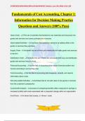Fundamentals of Cost Accounting&comma; Chapter 1&colon; Information for Decision Making Practice Questions and Answers &lpar;100&percnt; Pass&rpar;
