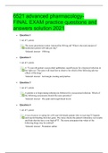 6521 advanced pharmacology-FINAL EXAM practice questions and answers solution 2021 
