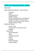 NUR 2214 Mood Disorder outline(VERIFIED SOLUTION)