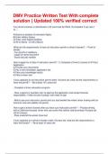DMV Practice Written Test With complete solution &vert; Updated 100&percnt; verified correct 