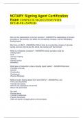 NOTARY Signing Agent Certification  Exam COMPLETE 50 QUESTIONS WITH  DETAILED ANSWERS