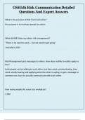 OSH546 Risk Communication Detailed Questions And Expert Answers