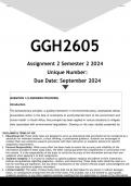 GGH2605 Assignment 2 &lpar;ANSWERS&rpar; Semester 2 2024 - DISTINCTION GUARANTEED