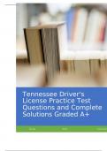 Tennessee Driver-s License Practice Test Questions and Complete Solutions Graded A&plus;