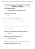 Air Conditioning and Refrigeration Questions  and Correct Answers