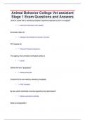 Animal Behavior College Vet assistant  Stage 1 Exam Questions and Answers