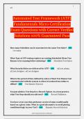 Automated Test Framework &lpar;ATF&rpar; Fundamentals Micro-Certification Exam Questions with Correct Verified Solutions 100&percnt; Guaranteed Pass