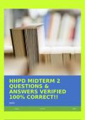 HHPD MIDTERM 2 QUESTIONS & ANSWERS VERIFIED 100&percnt; CORRECT&excl;&excl;