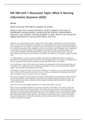 NR 360 Information Systems In Healthcare - NR 360 Unit 1 Discussion Topic&colon; What Is Nursing Informatics &lpar;Summer 2020&rpar;