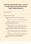 PRN 1562 Mental Health Exam 2 &lpar;100 OUT OF 100&rpar; Questions and Verified Answers &lpar;Latest Update&rpar; Rasmussen