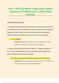 Exam 1 PRN 1562 Mental Health &lpar;Latest Update&rpar; Questions and Verified Answers &lpar;100&percnt; Verified Solutions&rpar;