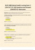 NUR 2488 Mental health nursing Exam 2 &lpar;100 OUT OF 100&rpar; Questions and Answers &lpar;GRADED A&rpar; - Rasmussen