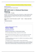 NR 449 Week 1 Discussion&colon; Clinical Decision Making&colon; 58 Pages &lpar;2 Versions&rpar;
