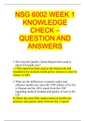 NSG 6002 WEEK 1  KNOWLEDGE  CHECK –  QUESTION AND  ANSWERS(verified answers by Expert Answers)