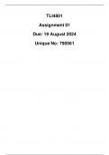 TLI4801 Assignment 1 Due 19 August 2024 &lpar;Detailed solution&rpar;