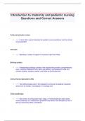 Introduction to maternity and pediatric nursing Questions and Correct Answers