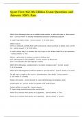 Sport First Aid 5th Edition Exam Questions and Answers 100- Pass&period;