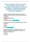 NBSTSA CERTIFICATION EXAM 2024- 2025 NEWEST ACTUAL EXAM QUESTIONS AND CORRECT DETAILED ANSWERS &vert; NATIONAL BOARD OF SURGICAL TECHNOLOGY AND SURGICAL ASSISTING