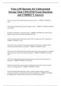 Class A&sol;B Operator for Underground  Storage Tank UPDATED Exam Questions  and CORRECT Answers