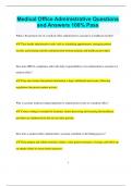 Medical Office Administrative Questions and Answers 100&percnt; Pass