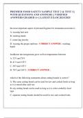PREMIER FOOD SAFETY SAMPLE TEST 2 & TEST 1&vert;&vert;  WITH QUESTIONS AND ANSWERS &vert;&vert; VERIFIED  ANSWERS GRADED A&plus;&vert;&vert; LATEST EXAM 2024&sol;2025