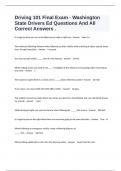 Driving 101 Final Exam - Washington State Drivers Ed Questions And All Correct Answers &period;