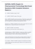 NAPSRx CNPR Chapter 21&colon; Pharmaceutical Terminology Best Exam Questions With Complete Solutions Rated A&plus;