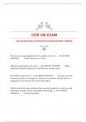 COR 106 EXAM WITH GUARANTEED ACCURATE ANSWERS &vert;VERIFIED