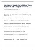 Washington State Driver's Ed Final Exam Questions With Complete Solutions&period;