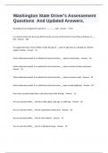 Washington State Driver's Assessement Questions  And Updated Answers&period;