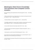  Washington State Drivers Knowledge Test Questions And Complete Correct Answers&period;