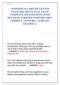 COMMERCIAL DRIVER LICENSE  EXAM 2024-2025 ACTUAL EXAM  COMPLETE 450 QUESTIONS WITH  DETAILED VERIFIED ANSWERS &lpar;100&percnt;  CORRECT ANSWERS&rpar; &sol; ALREADY  GRADED A&plus;