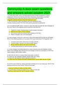 Community A&period;docx exam questions and answers solved solution 2021 